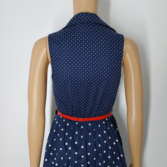 Rue 21 Women's Size Small Polka Dot Blue Belted Ruffles Mini Dress Pullover - Picture 6 of 9